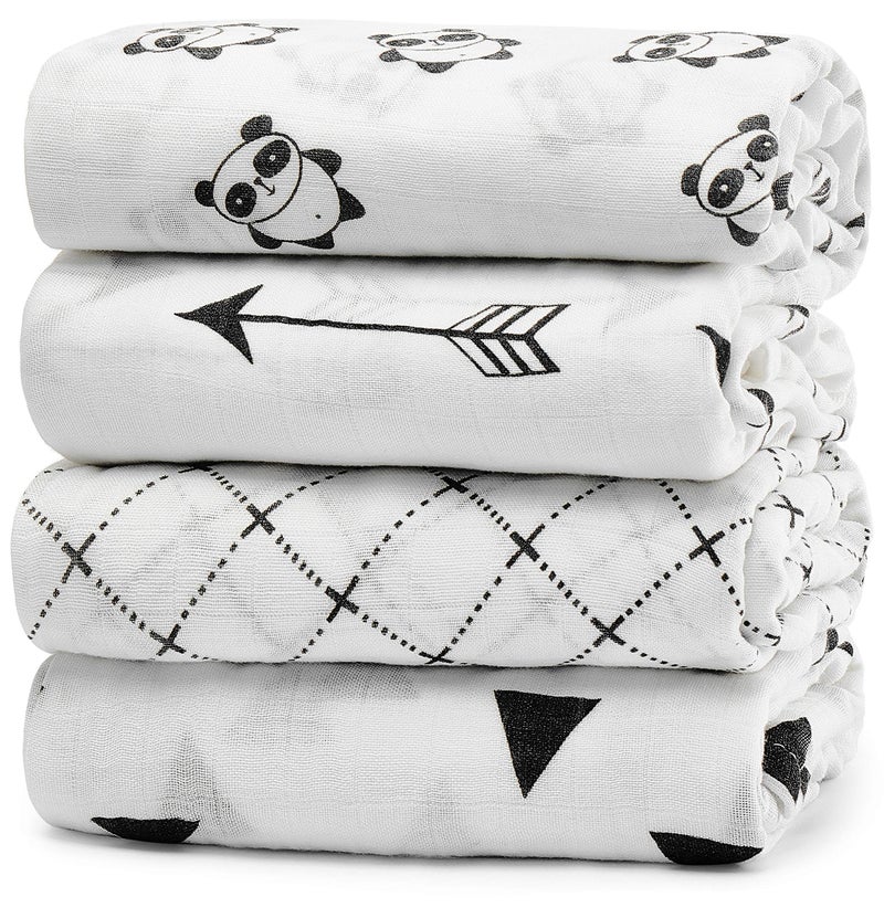 KiddyCare Baby Muslin Swaddle Nursery Blanket for Newborns | Bab Blankets for Boys/girls | Baby Cotton Blanket Gift for Newborn Babies 4-Pack - Image 1